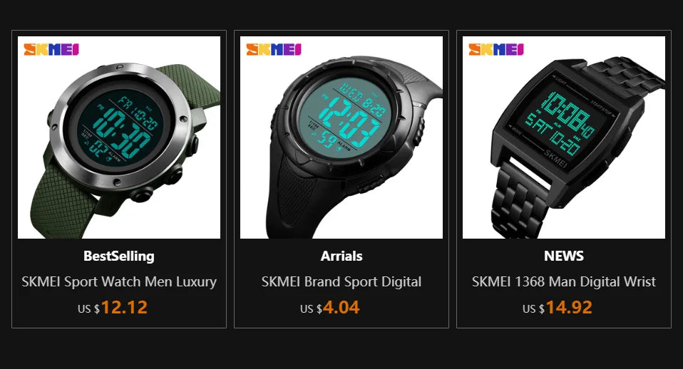 SKMEI relogios masculino Digital Watch Sport Watch Fashion Casual Men Stainless Steel Strap LED Display Waterproof 3Bar Watches