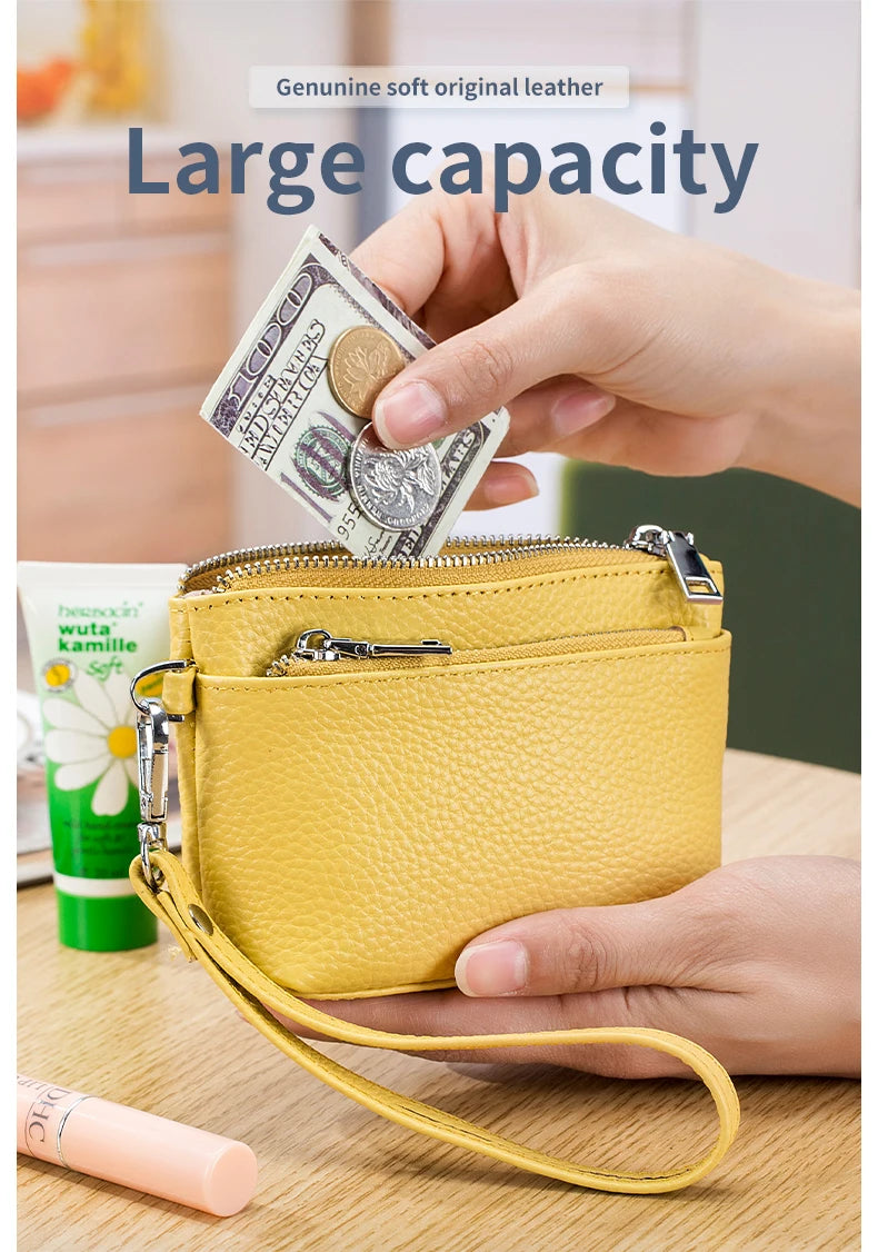 New Women Genuine Leather Wallets Female Small Purses Large Capacity Cute Wallet Soft Cowhide Money Bag Coin Card Holders