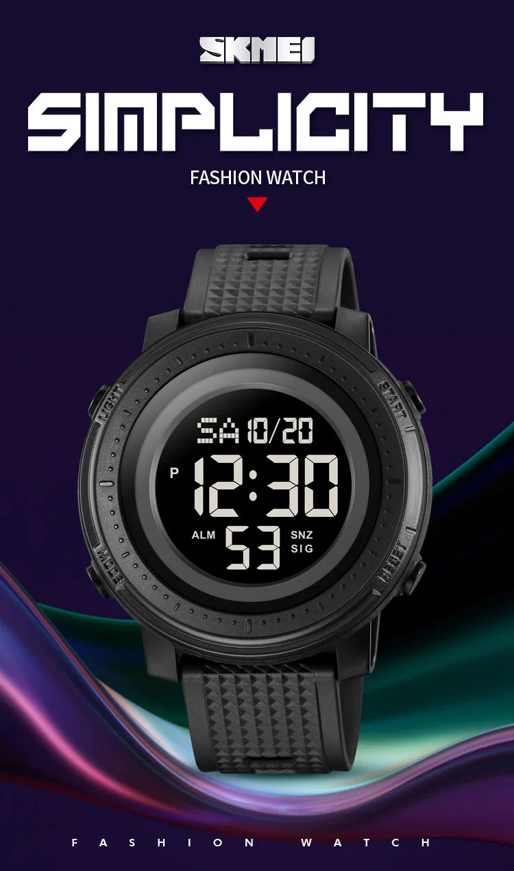 SKMEI Relogios Masculino Casual Back Light Countdown Dightal Sport Watches For Men 5Bar Waterproof Stopwatch Calendar Wristwatch