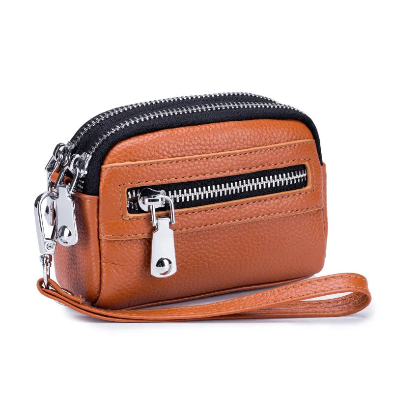 Genuine Leather Women Wallet Short Ladies Leather Wallets Large Capacity Cowhide Purses Female Clutch Bag Handbag Coin Purse