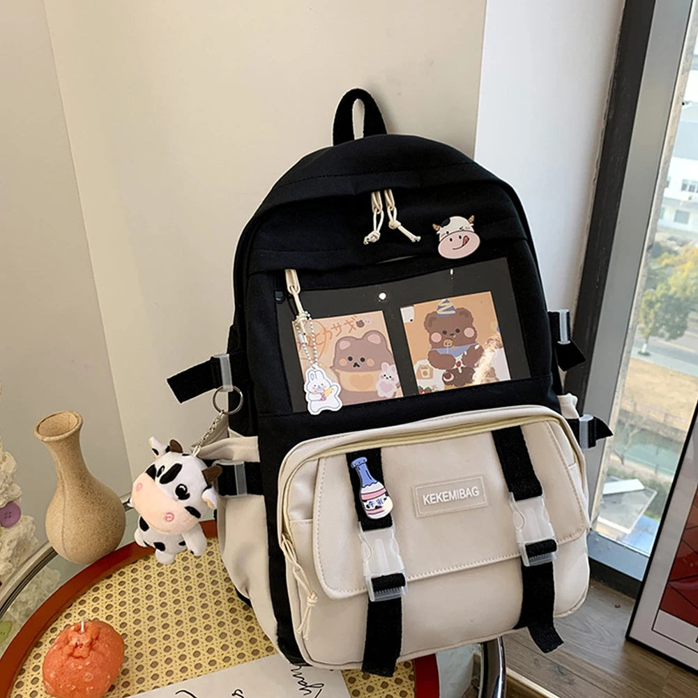 Women Fashion Preppy Style Backpacks Canvas Backpacks Contrast Color Bag Daily Leisure Shopping Traveling Knapsacks