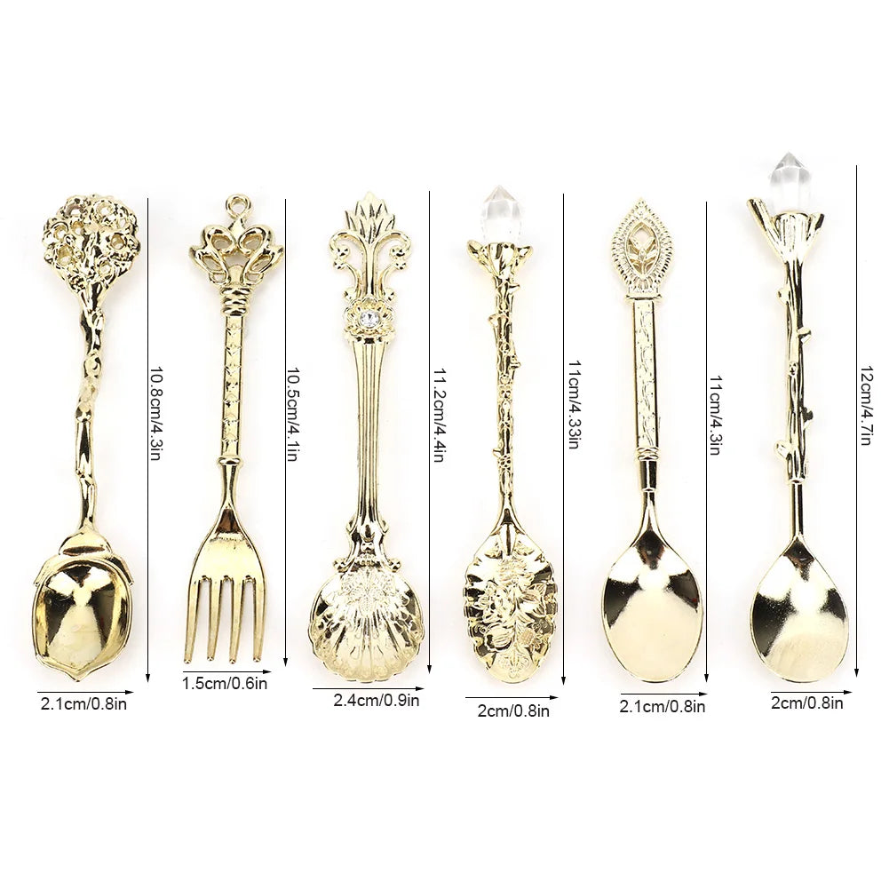 6/Set Innovative Vintage Retro Zinc Alloy Spoons Fork Set Cutlery Kitchen Accessory Cutlery Spoon Vintage Spoon Kitchen Tools