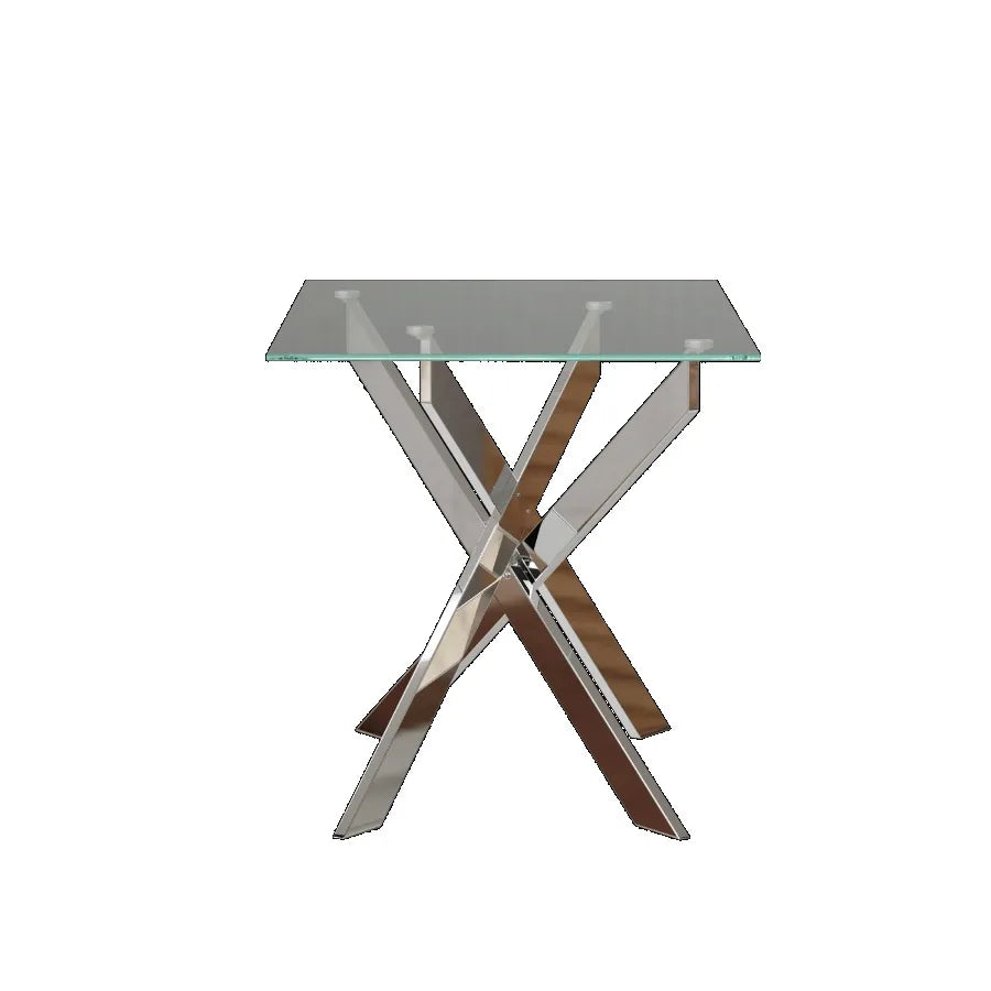 Modern minimalist tempered glass coffee table metal leg rectangular dining table transparent glass living room table 47.2 x 27.