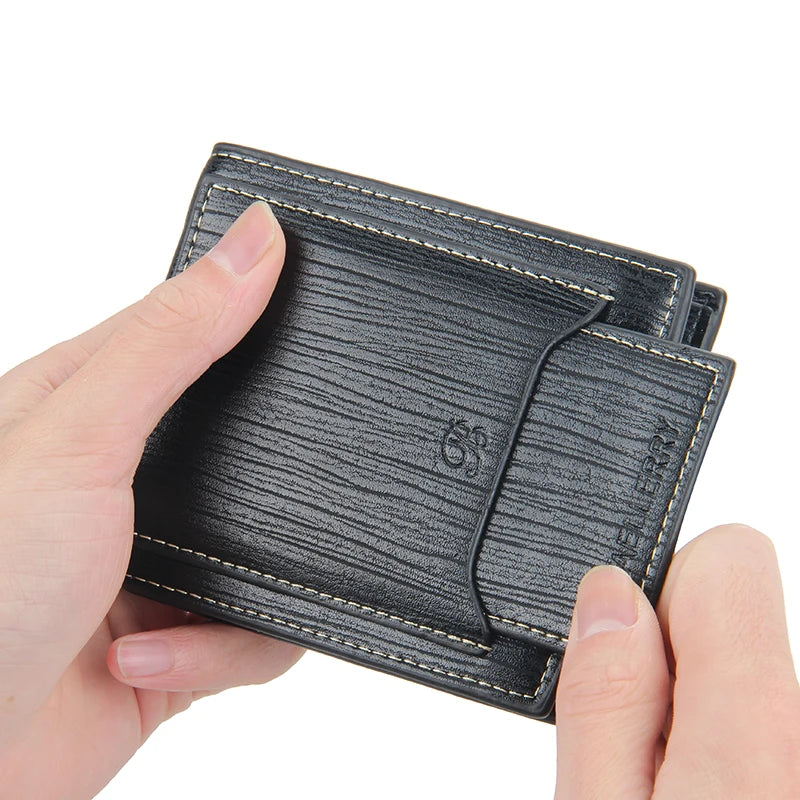 Hot Sale Short Designer Men's Leather Wallets Multifunctional Male Removable Card Holder Purse for Man Black Coffee