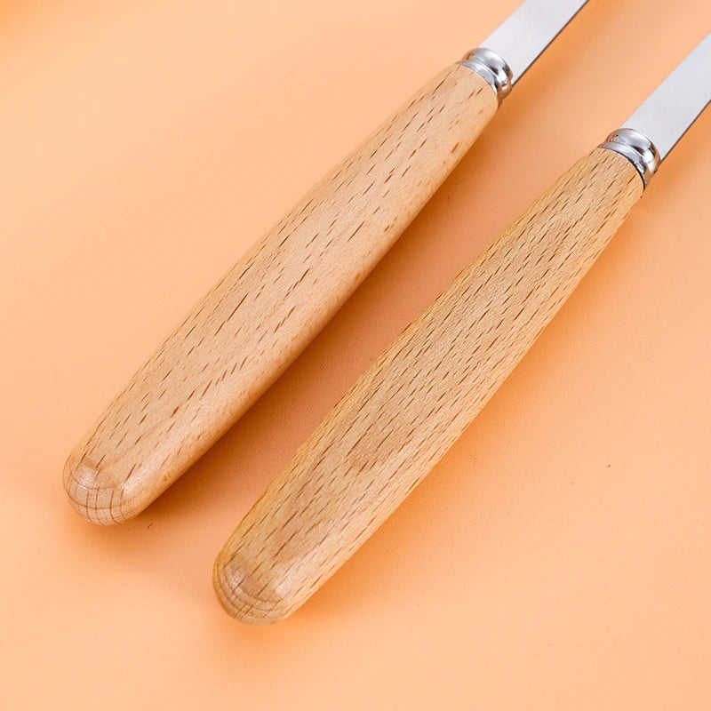 1/2/3Pcs Stainless Steel Tableware With Wooden Handle Spoon Steak Knife Fork Teaspoons For Home Kitchen Dinnerware Kitchen Tools