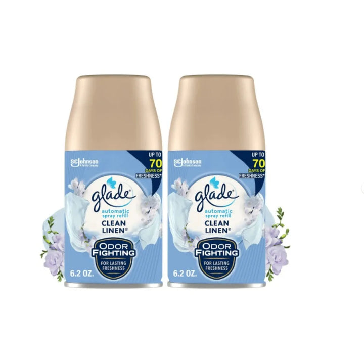 Glade Automatic Spray Refills Air Freshener Infused with Essential Oils Clean Linen 6.2 oz 2 Count