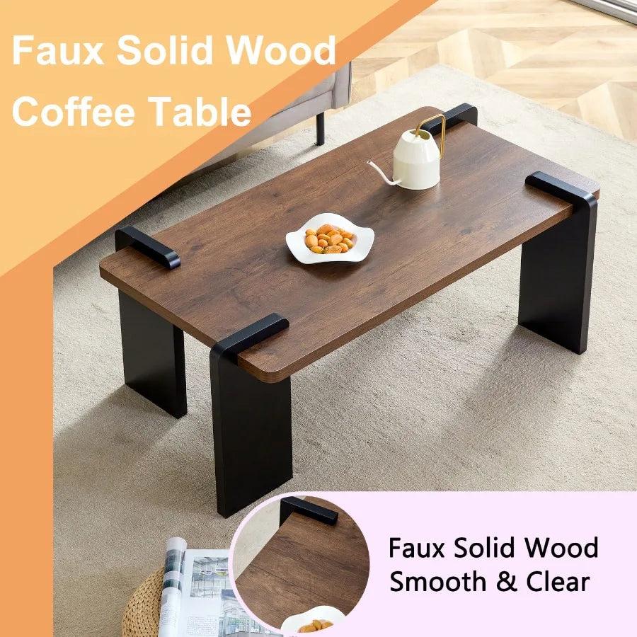 Walnutcolored MDF coffee table suitable for modern minimalist living rooms and leisure areas with product dimensions of 39.323.