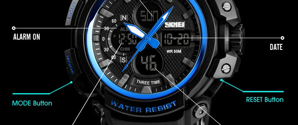 SKMEI Men Watch 50M Waterproof Digital Fashion Watches Outdoor Sport Men Wristwatches Erkek Saat  Clock Relogio Masculino 1343