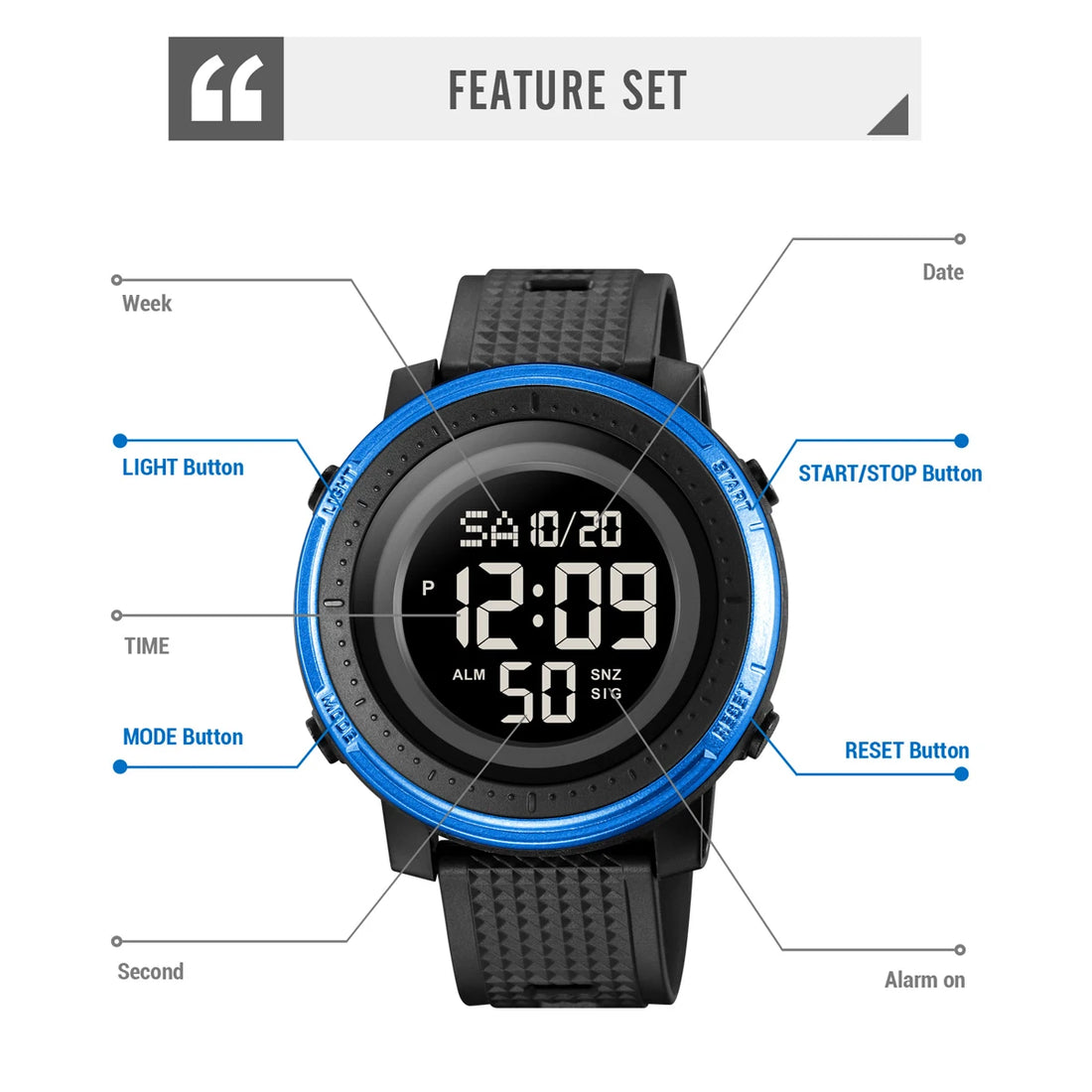 SKMEI Relogios Masculino Casual Back Light Countdown Dightal Sport Watches For Men 5Bar Waterproof Stopwatch Calendar Wristwatch