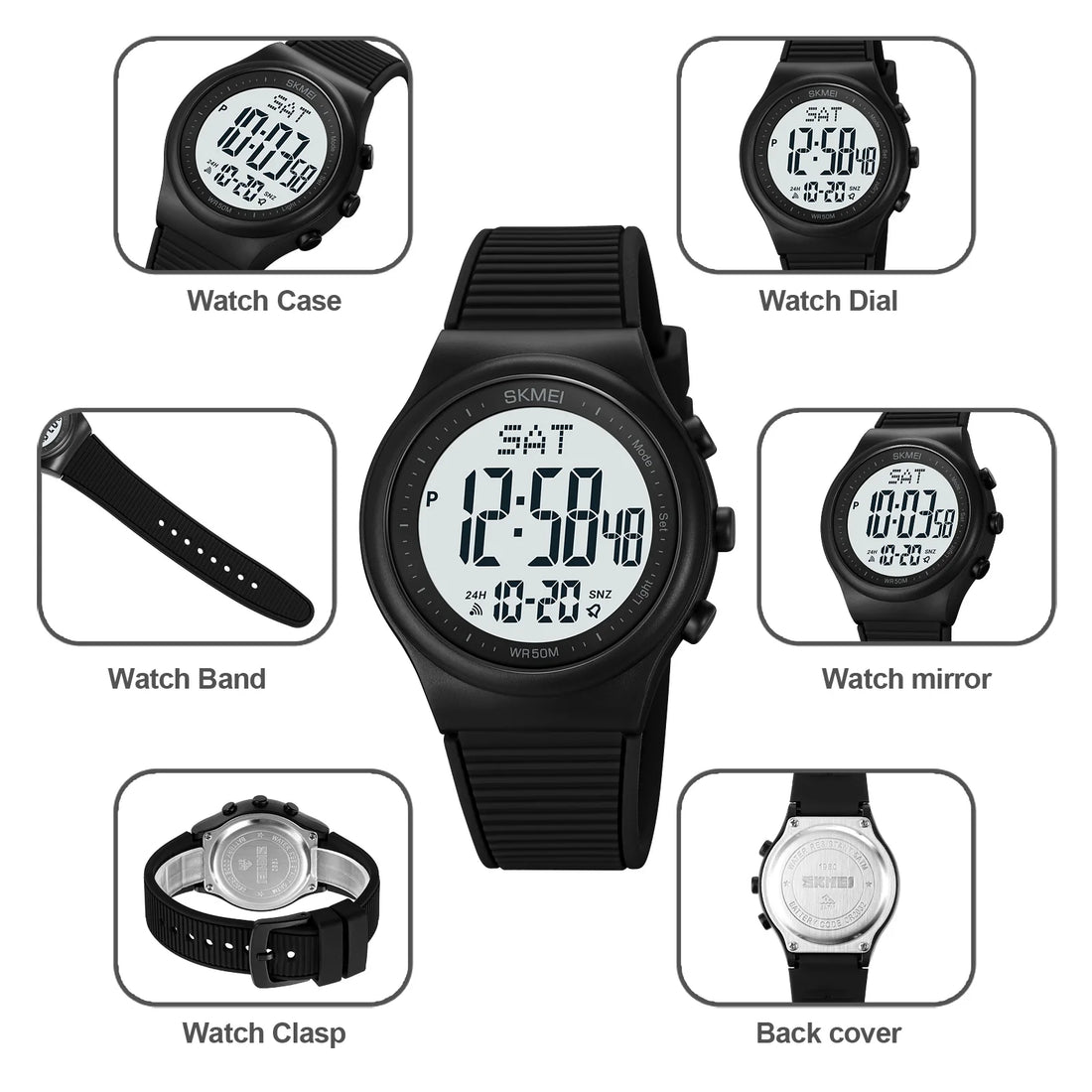 SKMEI Top Brand Fashion Back Light Digital Sports Watches Clock For Men 5Bar Waterproof Countdown Wristwatches Male reloj hombre