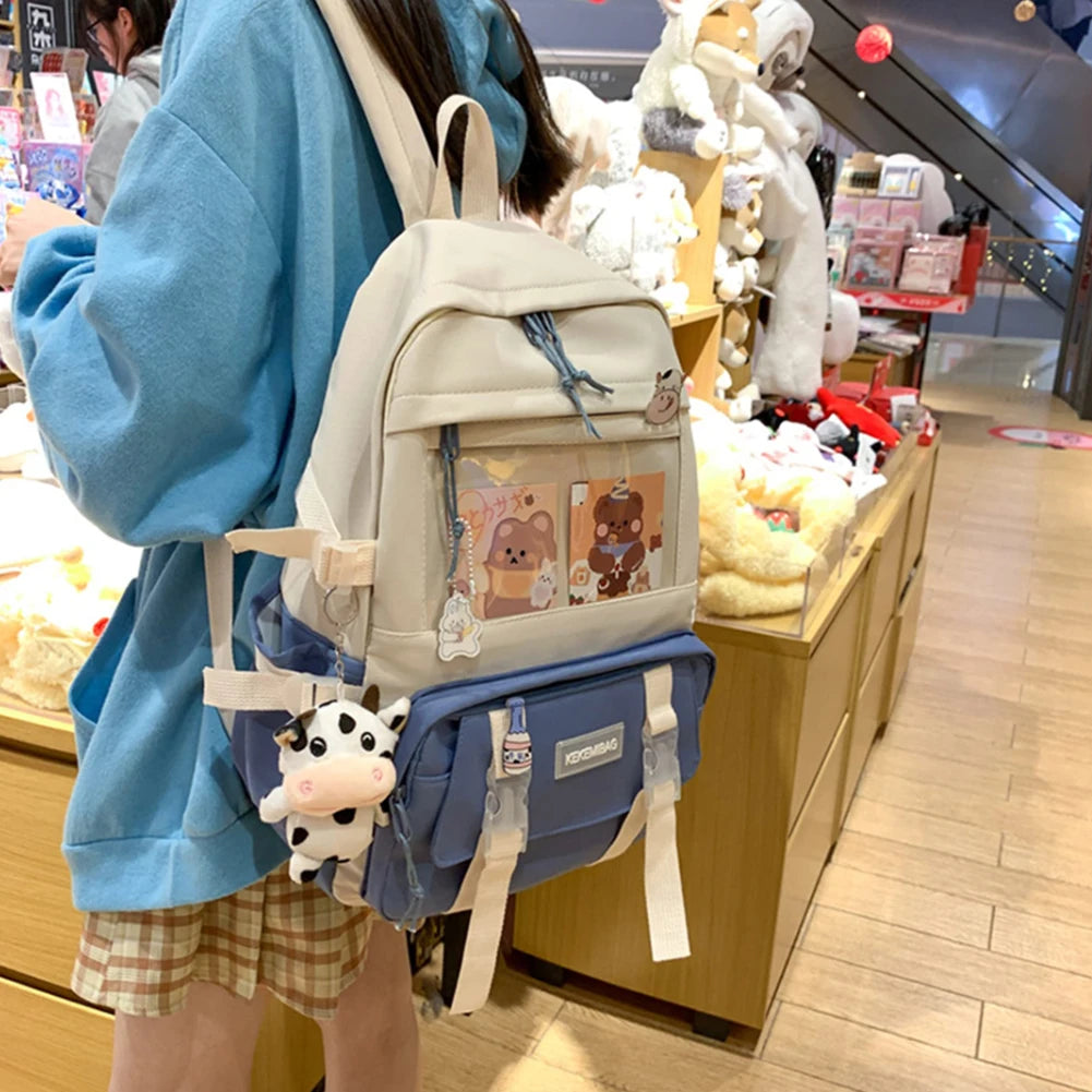 Women Fashion Preppy Style Backpacks Canvas Backpacks Contrast Color Bag Daily Leisure Shopping Traveling Knapsacks