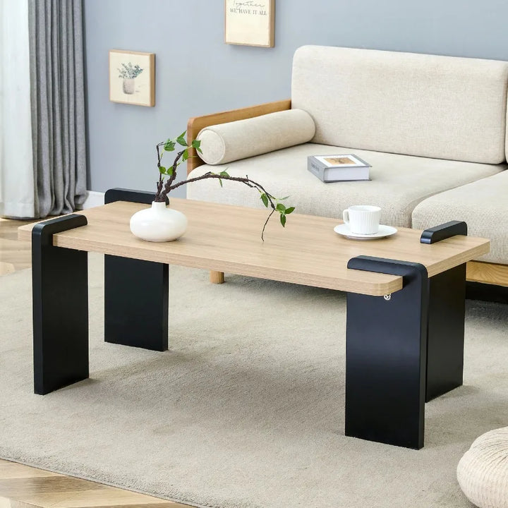 Natural wood colored MDF coffee table suitable for modern minimalist living rooms and leisure areas with product dimensions of