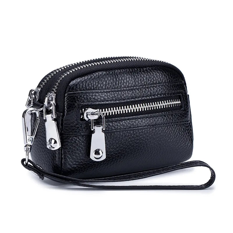 Genuine Leather Women Wallet Short Ladies Leather Wallets Large Capacity Cowhide Purses Female Clutch Bag Handbag Coin Purse