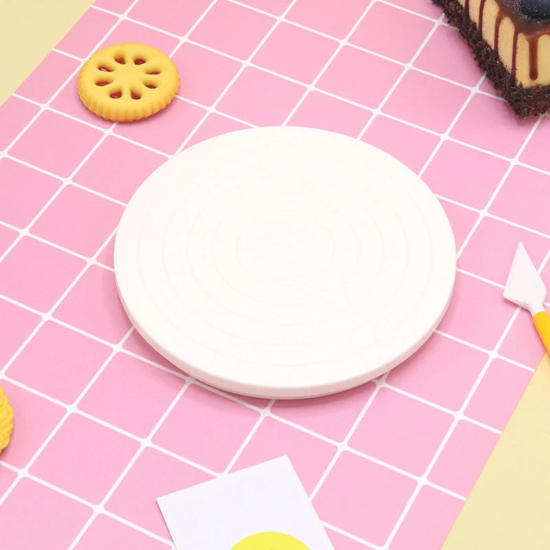 DIY Cake Rotary Table Mini Plastic Fondant Cake Turntable Revolving Platform Anti-skid Round Cookie Stand Rotating Kitchen Tools