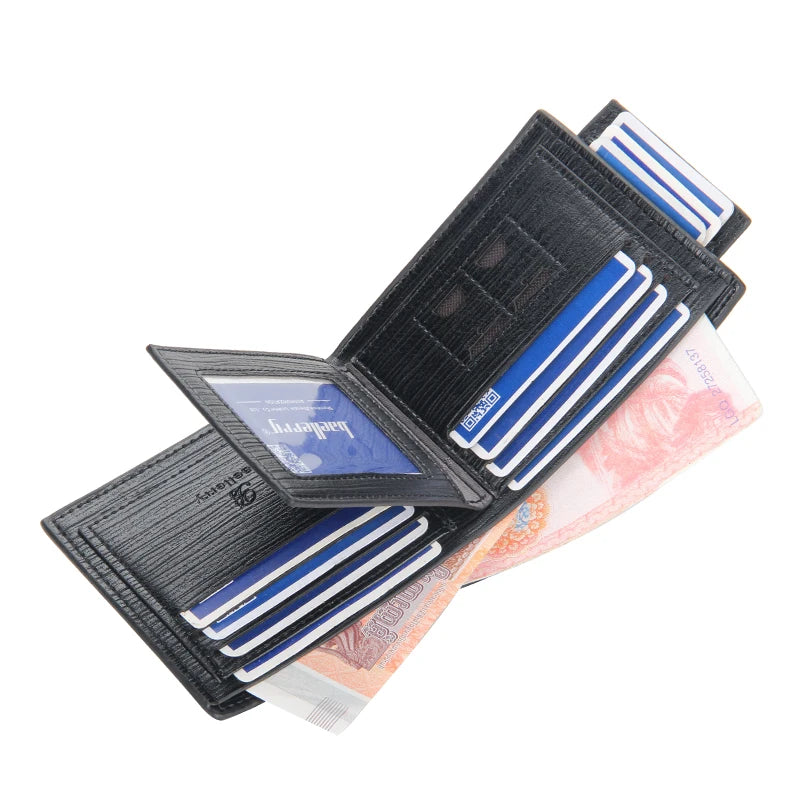 Hot Sale Short Designer Men's Leather Wallets Multifunctional Male Removable Card Holder Purse for Man Black Coffee