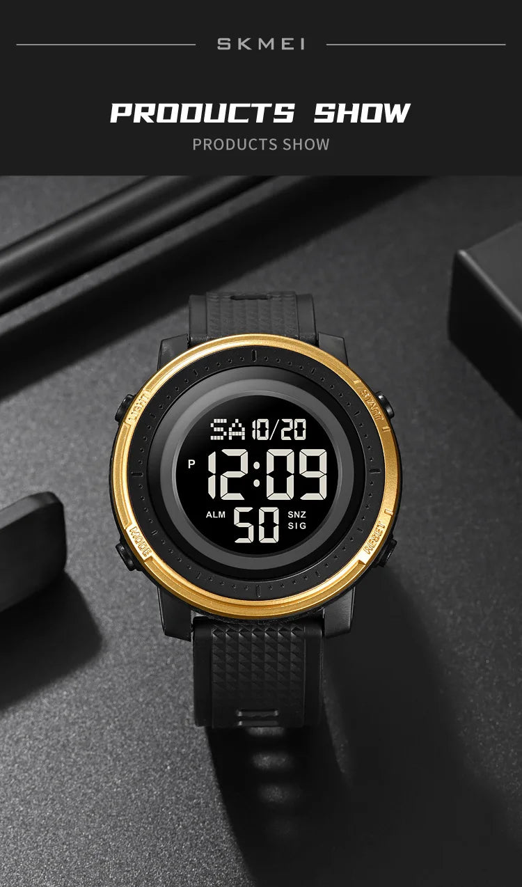 SKMEI Relogios Masculino Casual Back Light Countdown Dightal Sport Watches For Men 5Bar Waterproof Stopwatch Calendar Wristwatch
