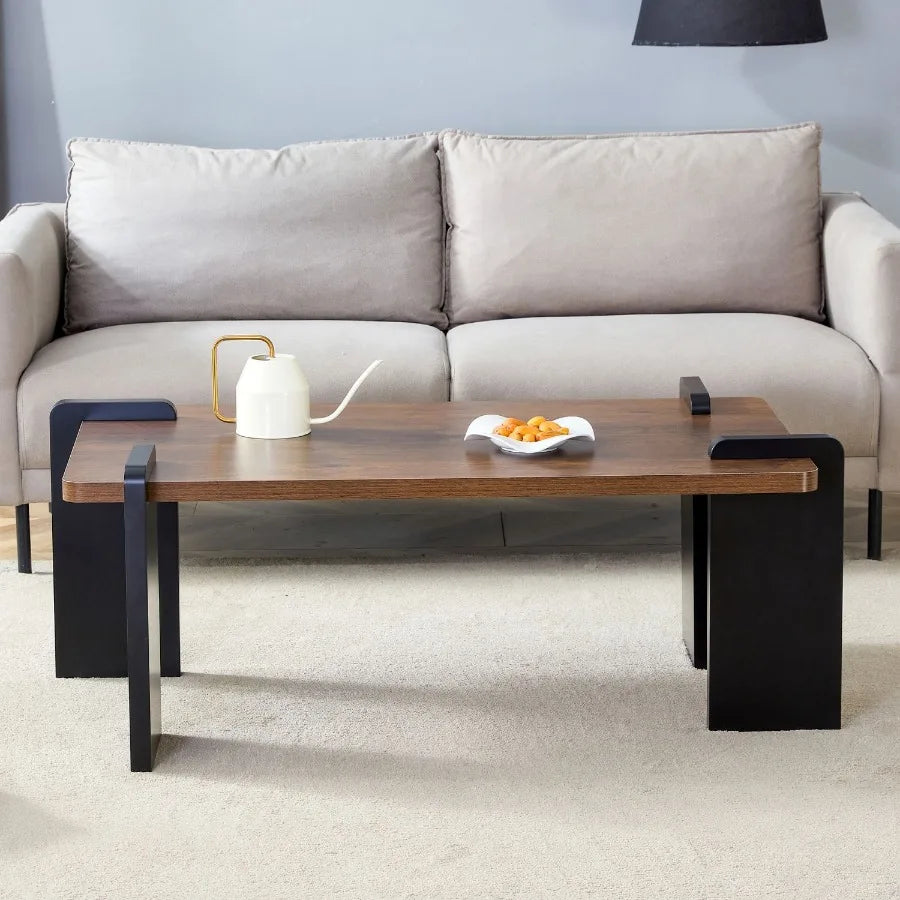 Walnutcolored MDF coffee table suitable for modern minimalist living rooms and leisure areas with product dimensions of 39.323.