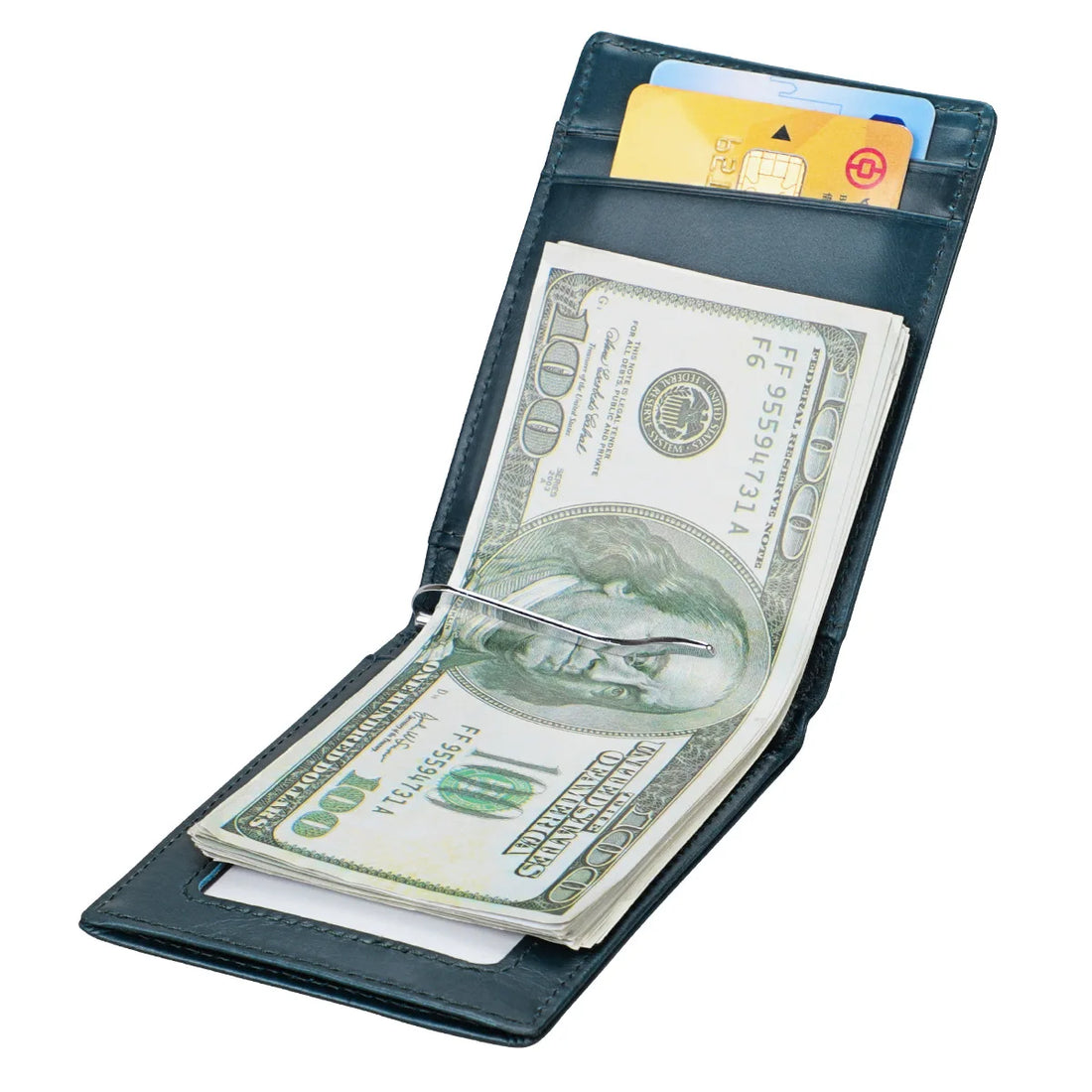 Genuine Leather Wallets for Men RFID Credit Card Holder Slim Minimalist Wallets Money Bag Purse Card Slot Wallet with Cash Clip