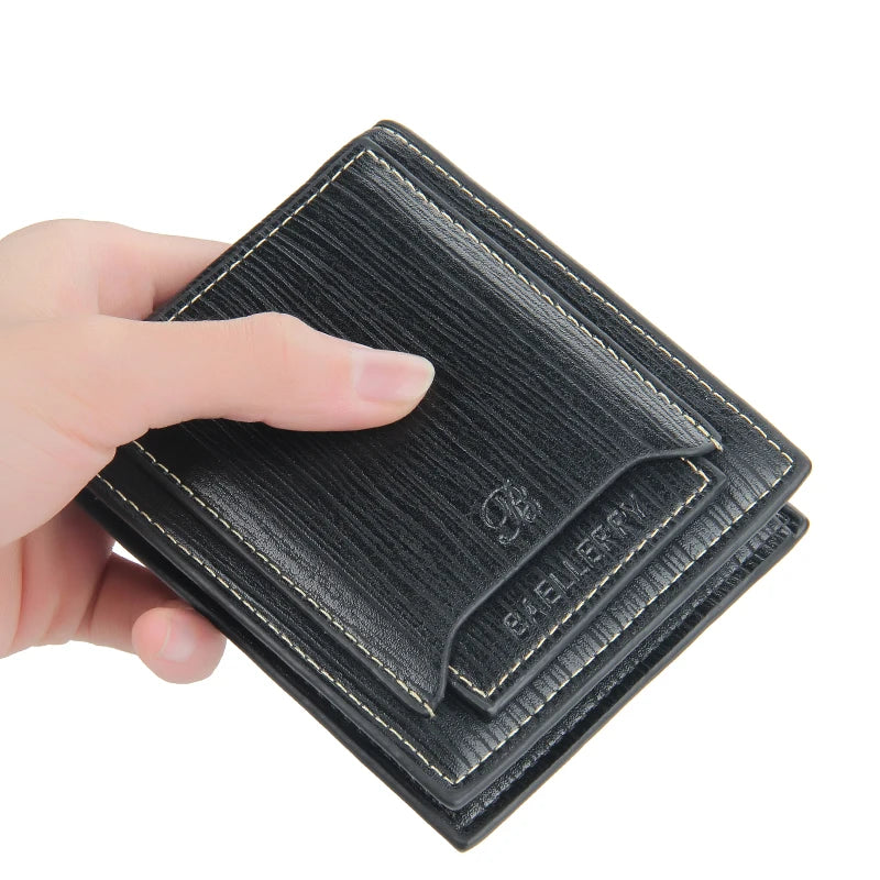 Hot Sale Short Designer Men's Leather Wallets Multifunctional Male Removable Card Holder Purse for Man Black Coffee