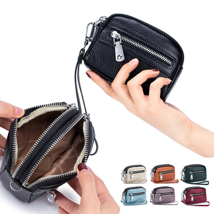 Genuine Leather Women Wallet Short Ladies Leather Wallets Large Capacity Cowhide Purses Female Clutch Bag Handbag Coin Purse