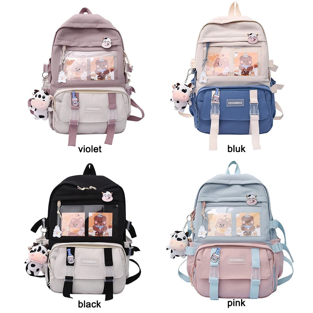 Women Fashion Preppy Style Backpacks Canvas Backpacks Contrast Color Bag Daily Leisure Shopping Traveling Knapsacks