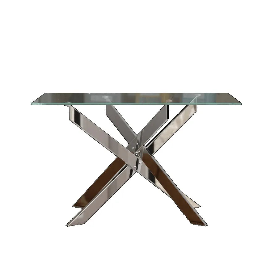 Modern minimalist tempered glass coffee table metal leg rectangular dining table transparent glass living room table 47.2 x 27.