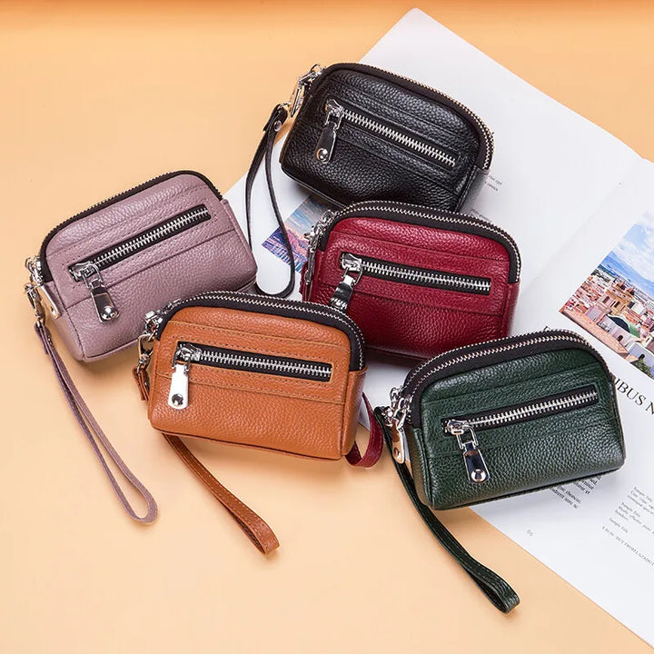 Genuine Leather Women Wallet Short Ladies Leather Wallets Large Capacity Cowhide Purses Female Clutch Bag Handbag Coin Purse