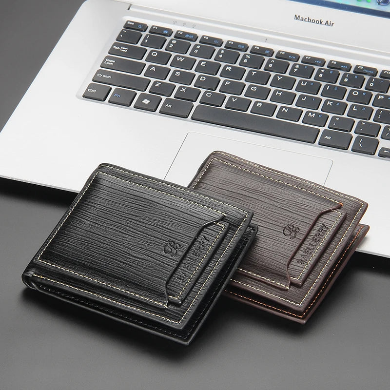 Hot Sale Short Designer Men's Leather Wallets Multifunctional Male Removable Card Holder Purse for Man Black Coffee