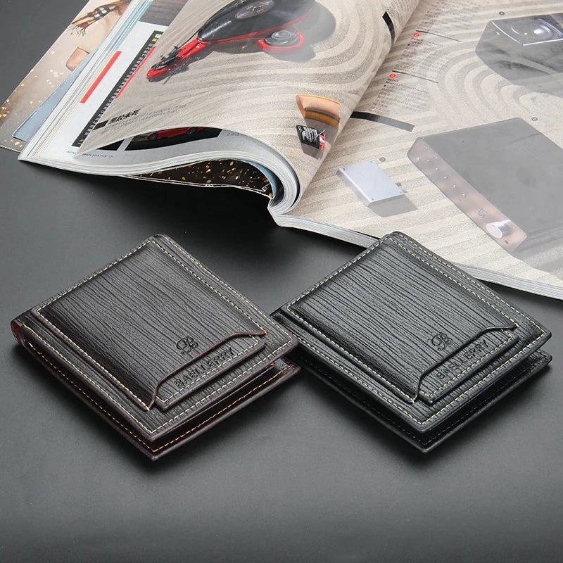 Hot Sale Short Designer Men's Leather Wallets Multifunctional Male Removable Card Holder Purse for Man Black Coffee