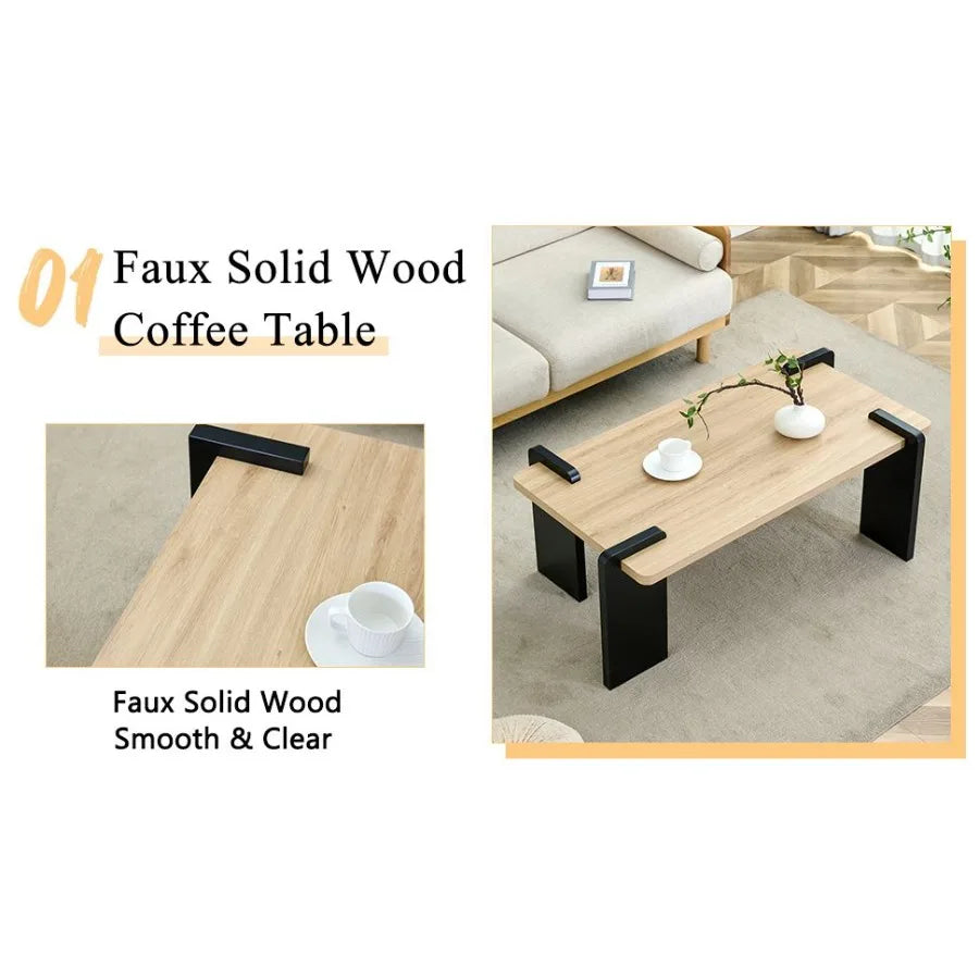 Natural wood colored MDF coffee table suitable for modern minimalist living rooms and leisure areas with product dimensions of