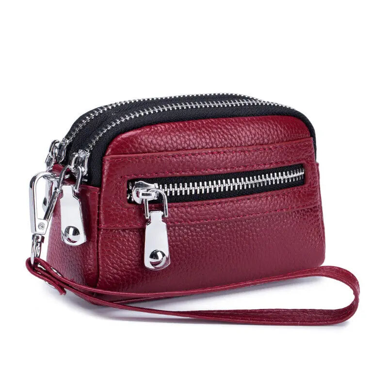 Genuine Leather Women Wallet Short Ladies Leather Wallets Large Capacity Cowhide Purses Female Clutch Bag Handbag Coin Purse