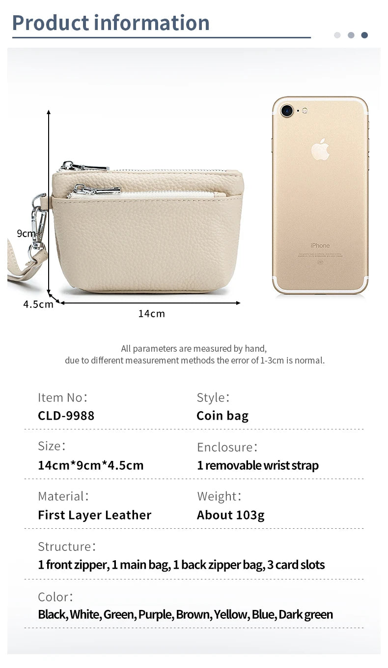 New Women Genuine Leather Wallets Female Small Purses Large Capacity Cute Wallet Soft Cowhide Money Bag Coin Card Holders