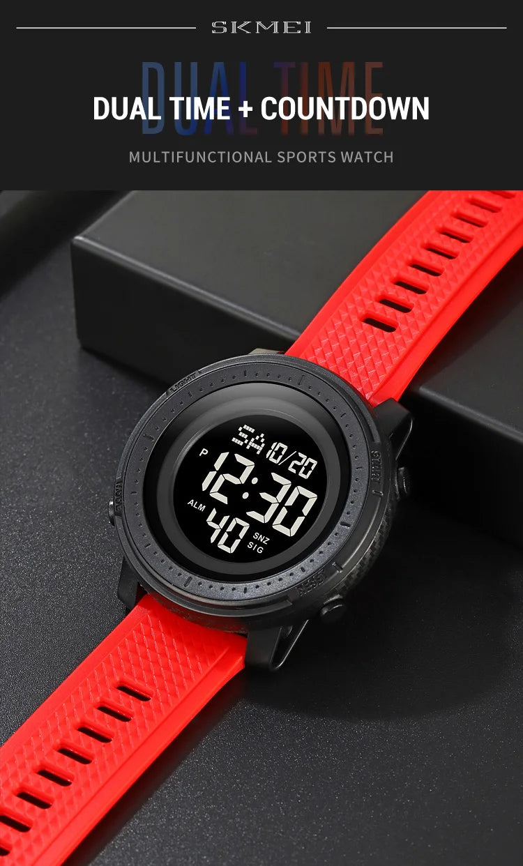 SKMEI Relogios Masculino Casual Back Light Countdown Dightal Sport Watches For Men 5Bar Waterproof Stopwatch Calendar Wristwatch