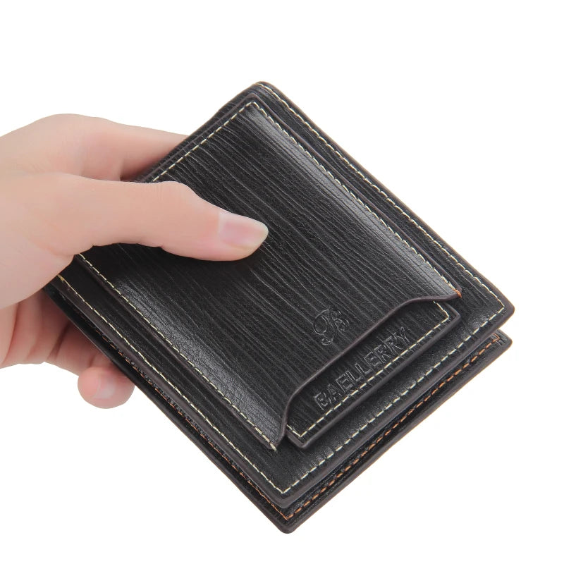 Hot Sale Short Designer Men's Leather Wallets Multifunctional Male Removable Card Holder Purse for Man Black Coffee