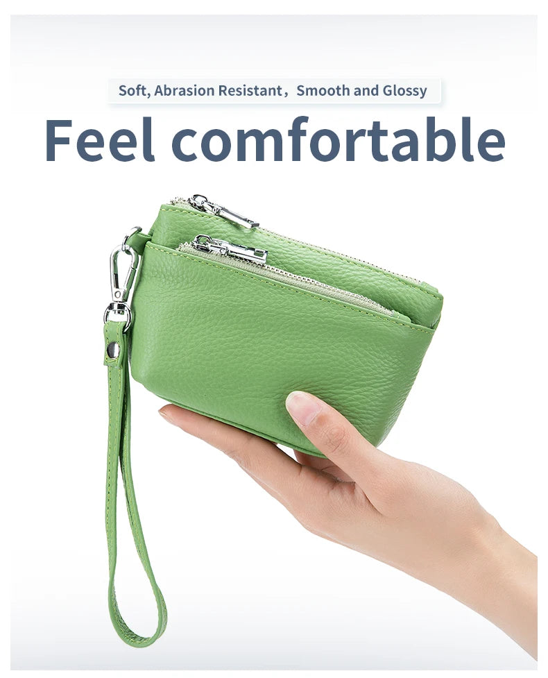 New Women Genuine Leather Wallets Female Small Purses Large Capacity Cute Wallet Soft Cowhide Money Bag Coin Card Holders