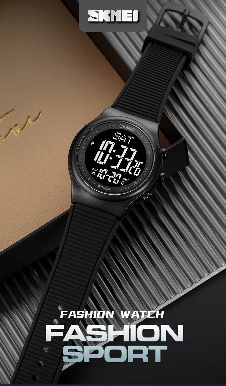 SKMEI Top Brand Fashion Back Light Digital Sports Watches Clock For Men 5Bar Waterproof Countdown Wristwatches Male reloj hombre