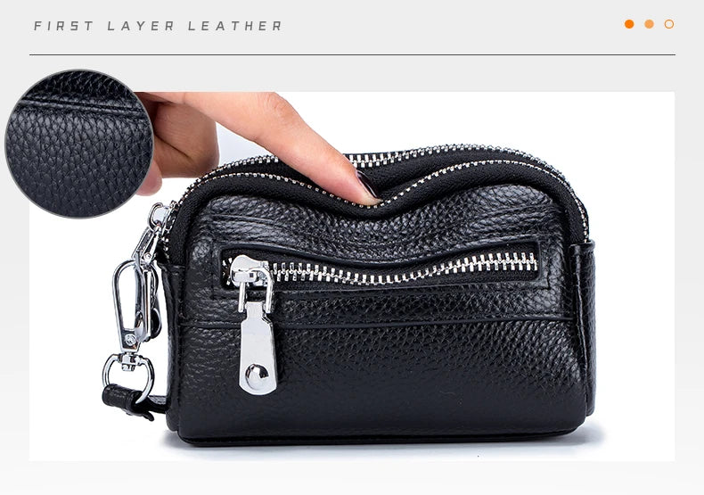 Genuine Leather Women Wallet Short Ladies Leather Wallets Large Capacity Cowhide Purses Female Clutch Bag Handbag Coin Purse