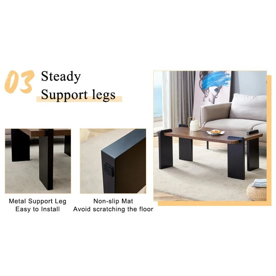 Walnutcolored MDF coffee table suitable for modern minimalist living rooms and leisure areas with product dimensions of 39.323.