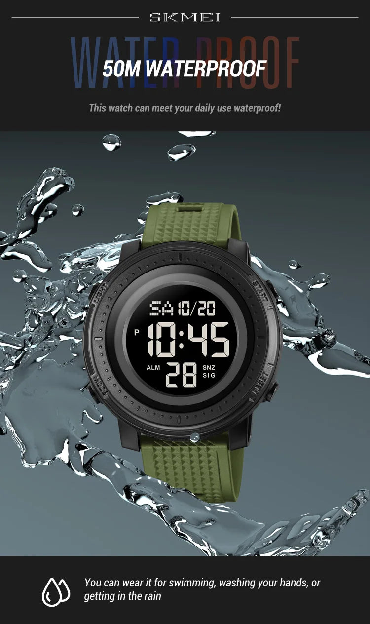 SKMEI Relogios Masculino Casual Back Light Countdown Dightal Sport Watches For Men 5Bar Waterproof Stopwatch Calendar Wristwatch
