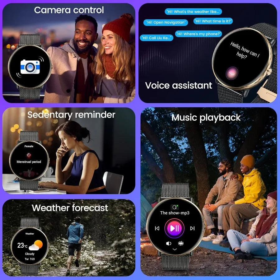 Smartwatch for Men Women Android iOS Phones: Smart Watches Fitness Tracker with 1.43 AMOLED Touchscreen Waterproof Blood Pressu