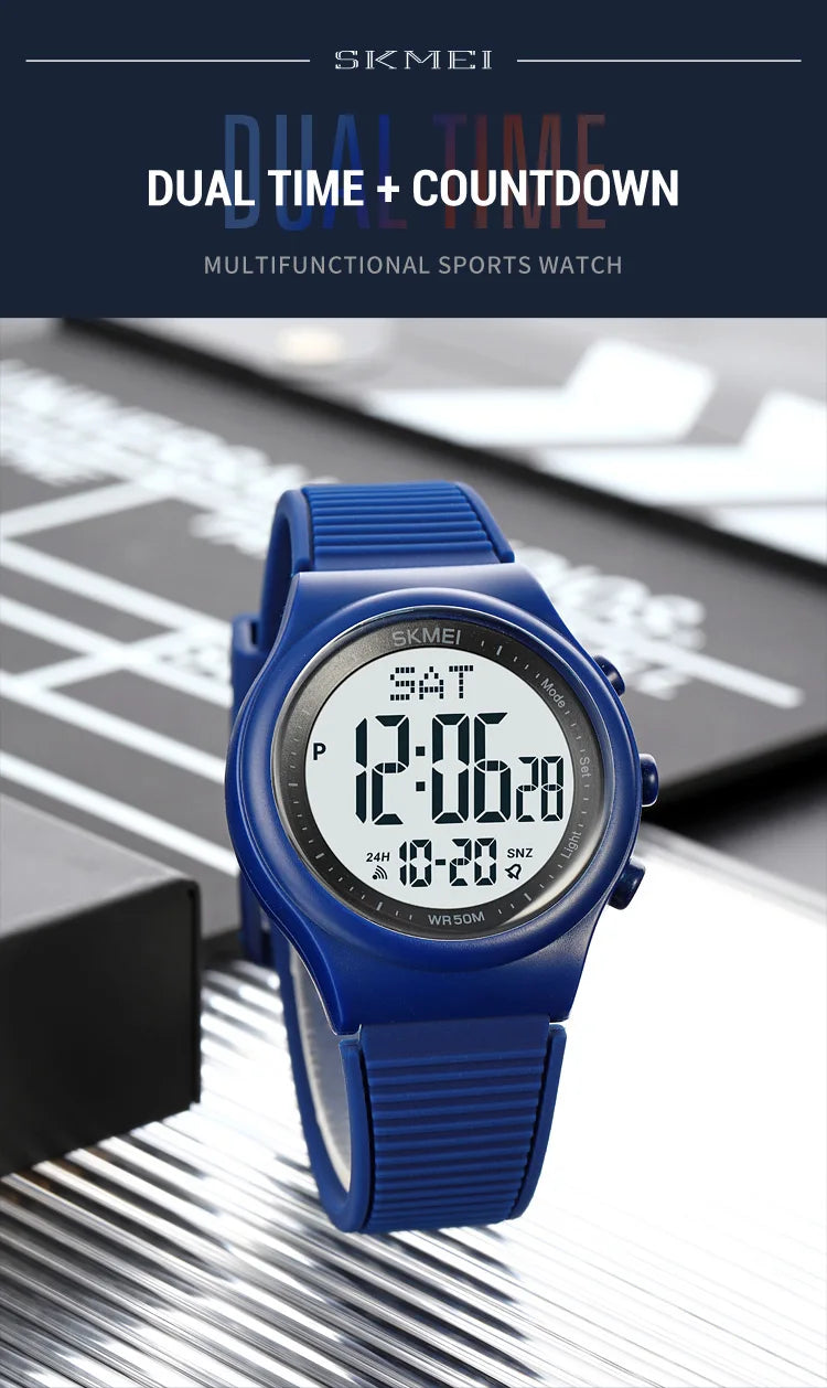 SKMEI Top Brand Fashion Back Light Digital Sports Watches Clock For Men 5Bar Waterproof Countdown Wristwatches Male reloj hombre