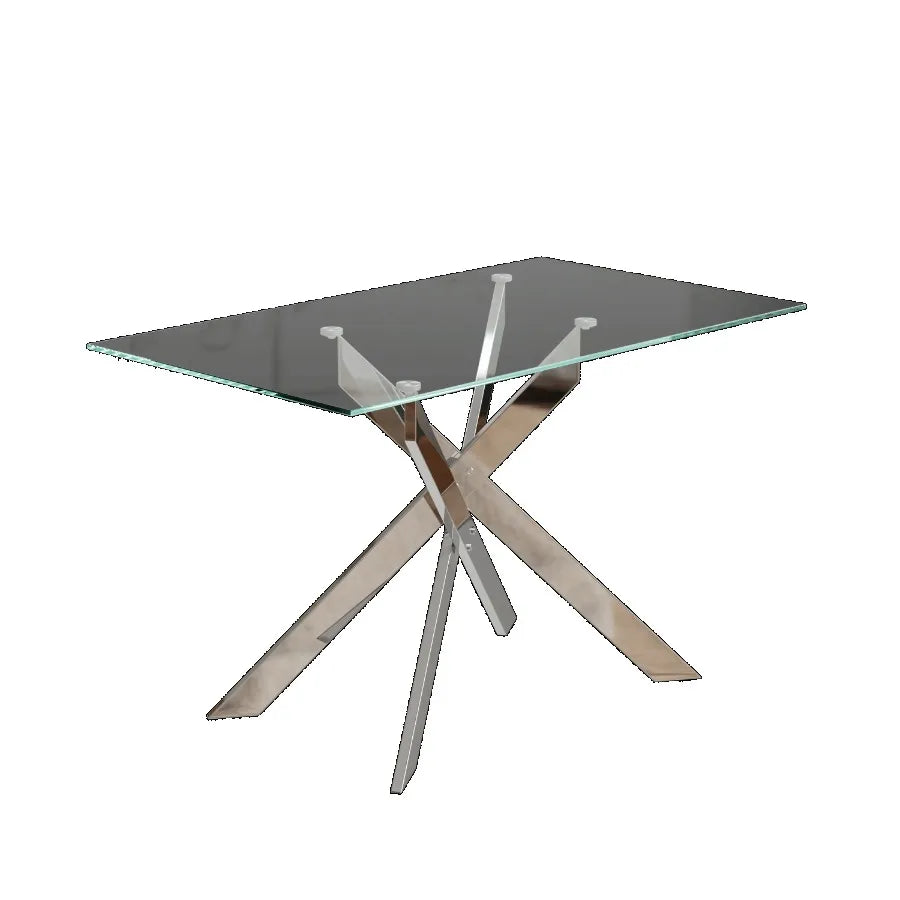 Modern minimalist tempered glass coffee table metal leg rectangular dining table transparent glass living room table 47.2 x 27.