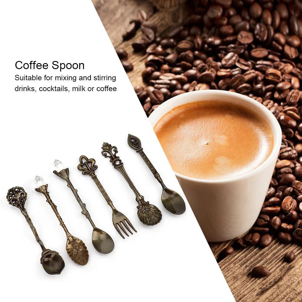 6/Set Innovative Vintage Retro Zinc Alloy Spoons Fork Set Cutlery Kitchen Accessory Cutlery Spoon Vintage Spoon Kitchen Tools