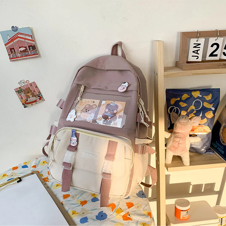 Women Fashion Preppy Style Backpacks Canvas Backpacks Contrast Color Bag Daily Leisure Shopping Traveling Knapsacks