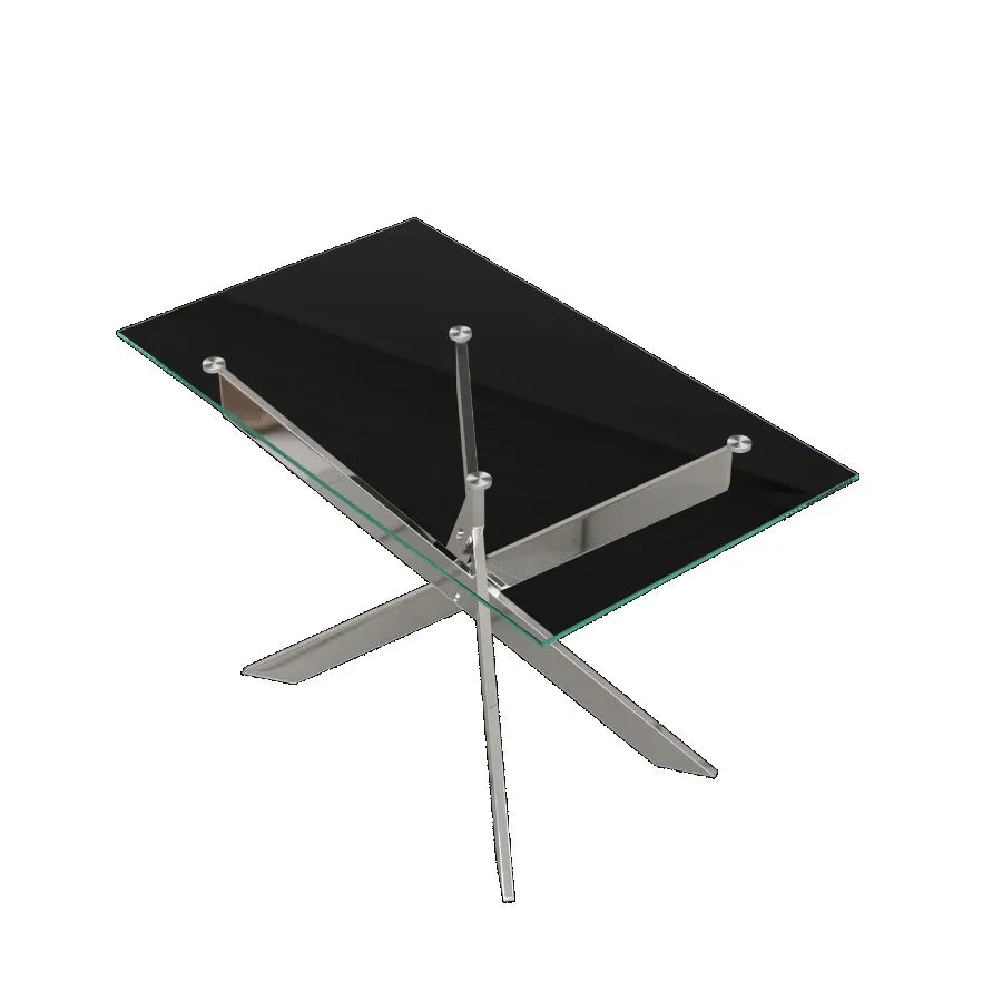 Modern minimalist tempered glass coffee table metal leg rectangular dining table transparent glass living room table 47.2 x 27.