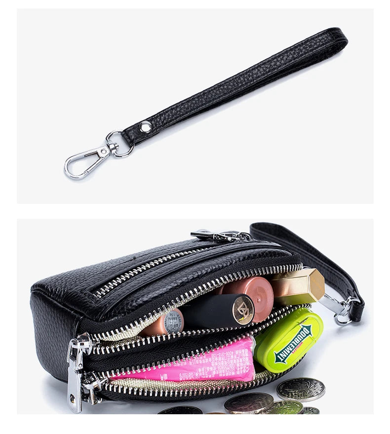 Genuine Leather Women Wallet Short Ladies Leather Wallets Large Capacity Cowhide Purses Female Clutch Bag Handbag Coin Purse