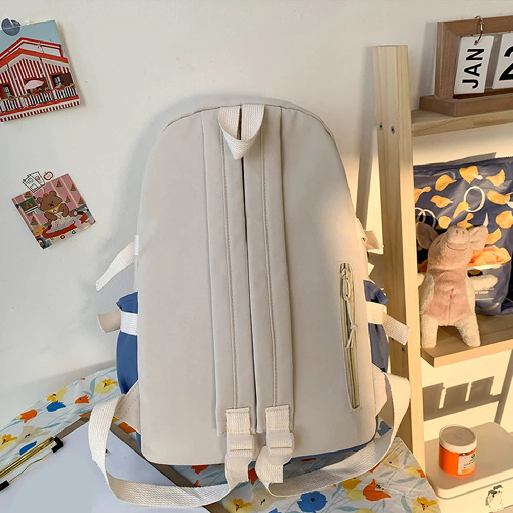 Women Fashion Preppy Style Backpacks Canvas Backpacks Contrast Color Bag Daily Leisure Shopping Traveling Knapsacks