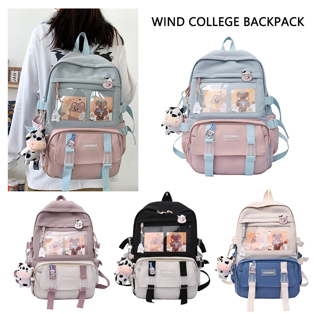 Women Fashion Preppy Style Backpacks Canvas Backpacks Contrast Color Bag Daily Leisure Shopping Traveling Knapsacks