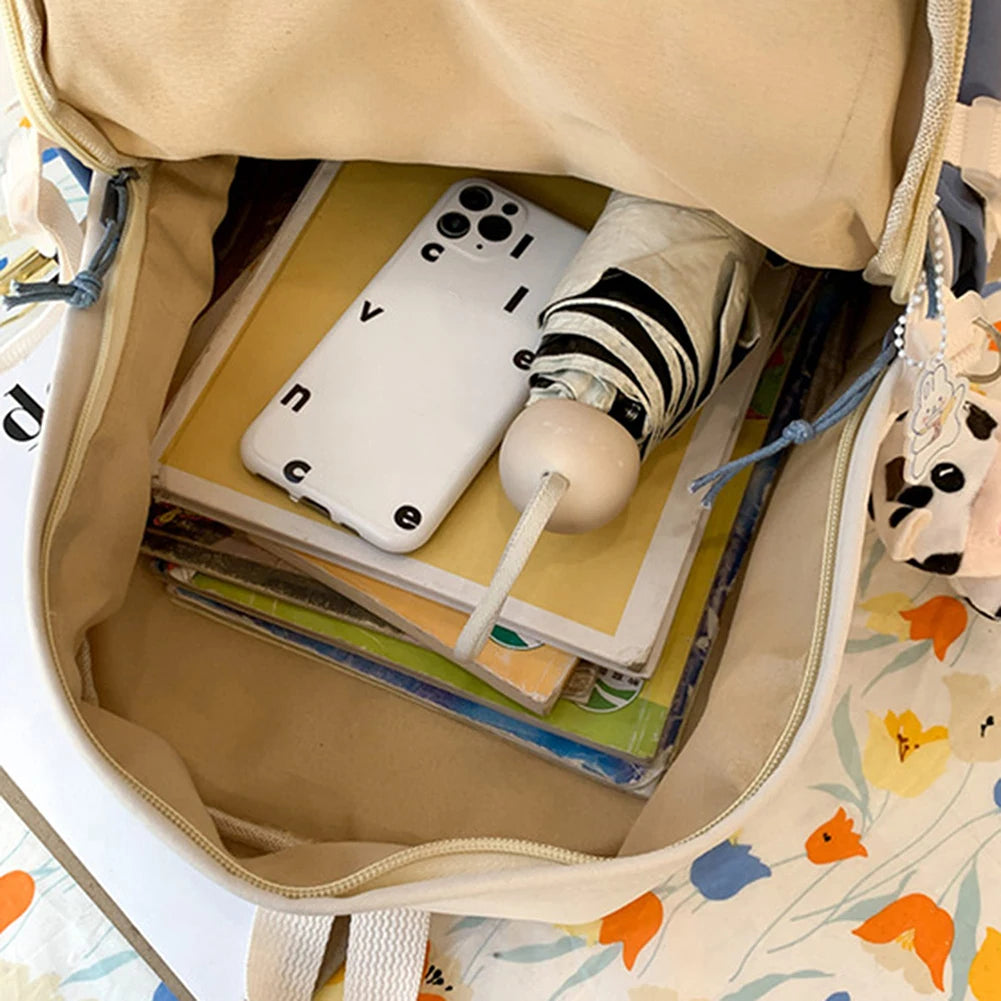 Women Fashion Preppy Style Backpacks Canvas Backpacks Contrast Color Bag Daily Leisure Shopping Traveling Knapsacks