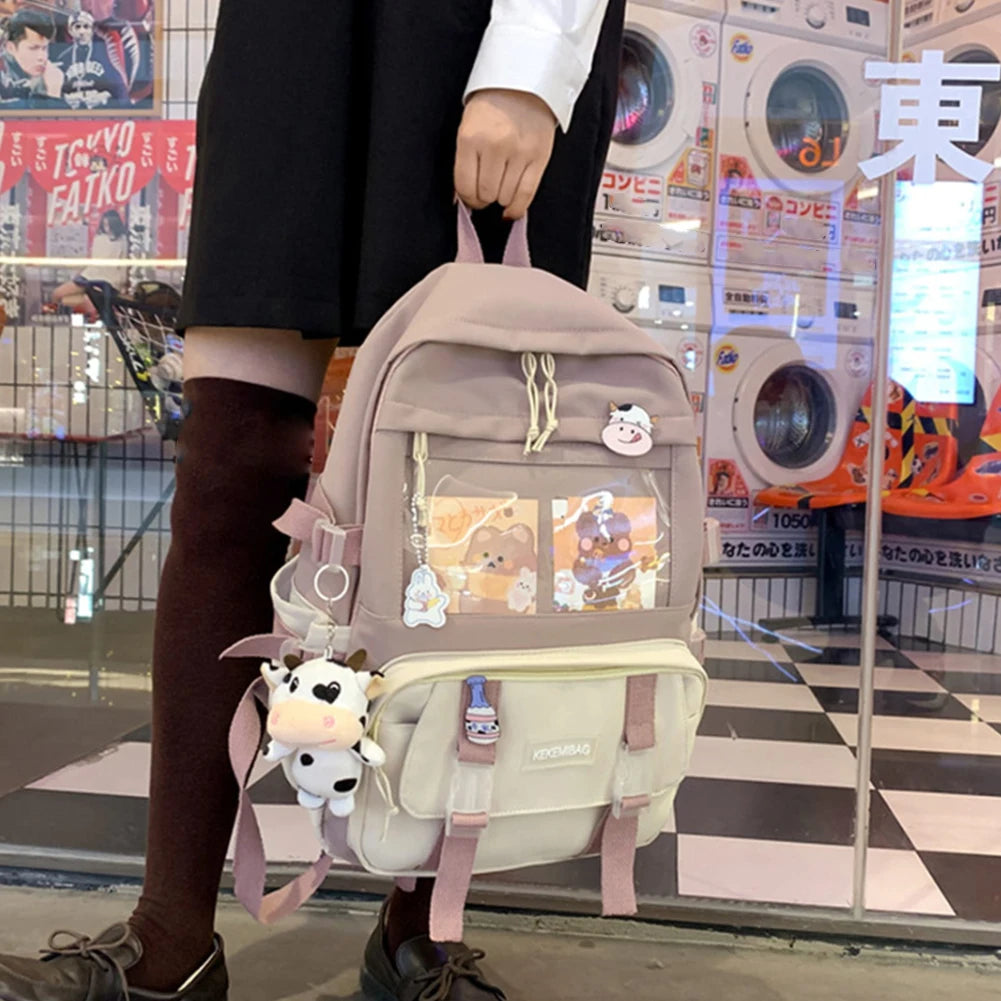 Women Fashion Preppy Style Backpacks Canvas Backpacks Contrast Color Bag Daily Leisure Shopping Traveling Knapsacks